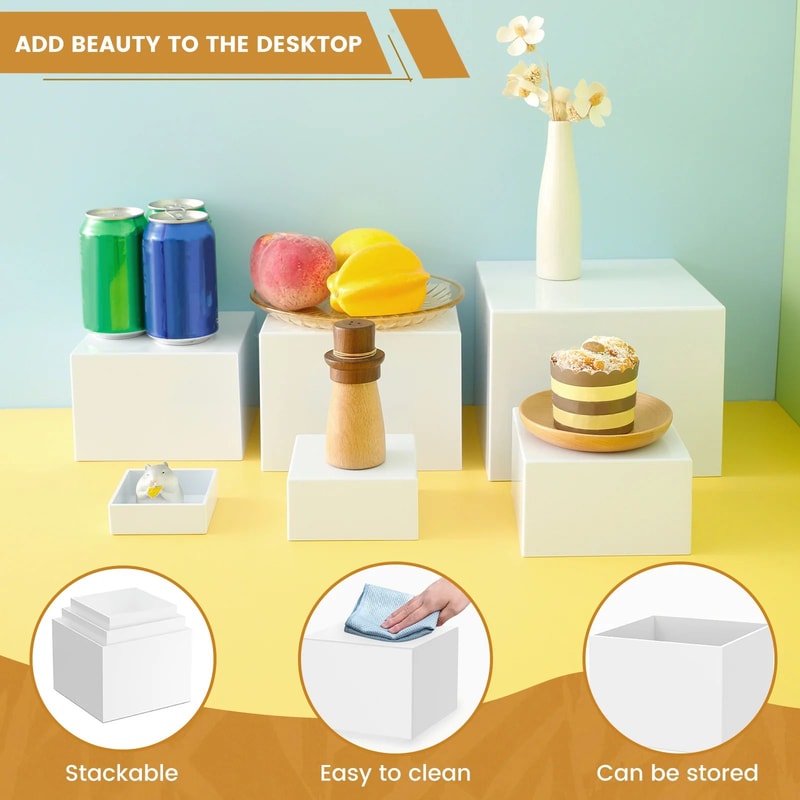 6Piece Acrylic Buffet Risers Set Stackable Dessert Table Display Stands 6 Nesting Sizes 3