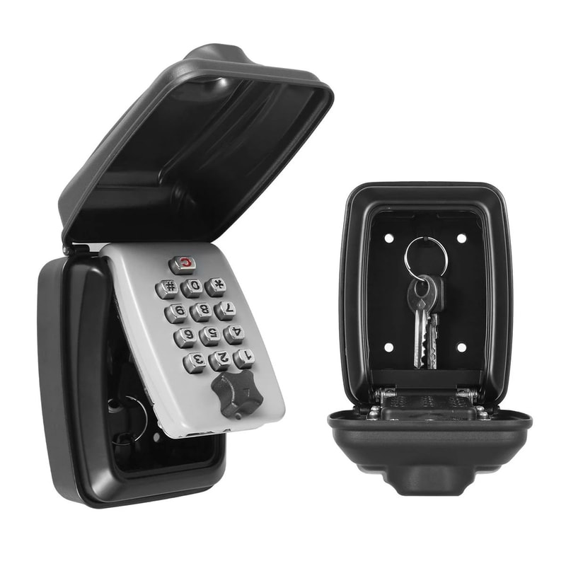 Smart 4Digit Wall Mounted Key Lock Box For Outside Secure Outdoor Key Safe 0
