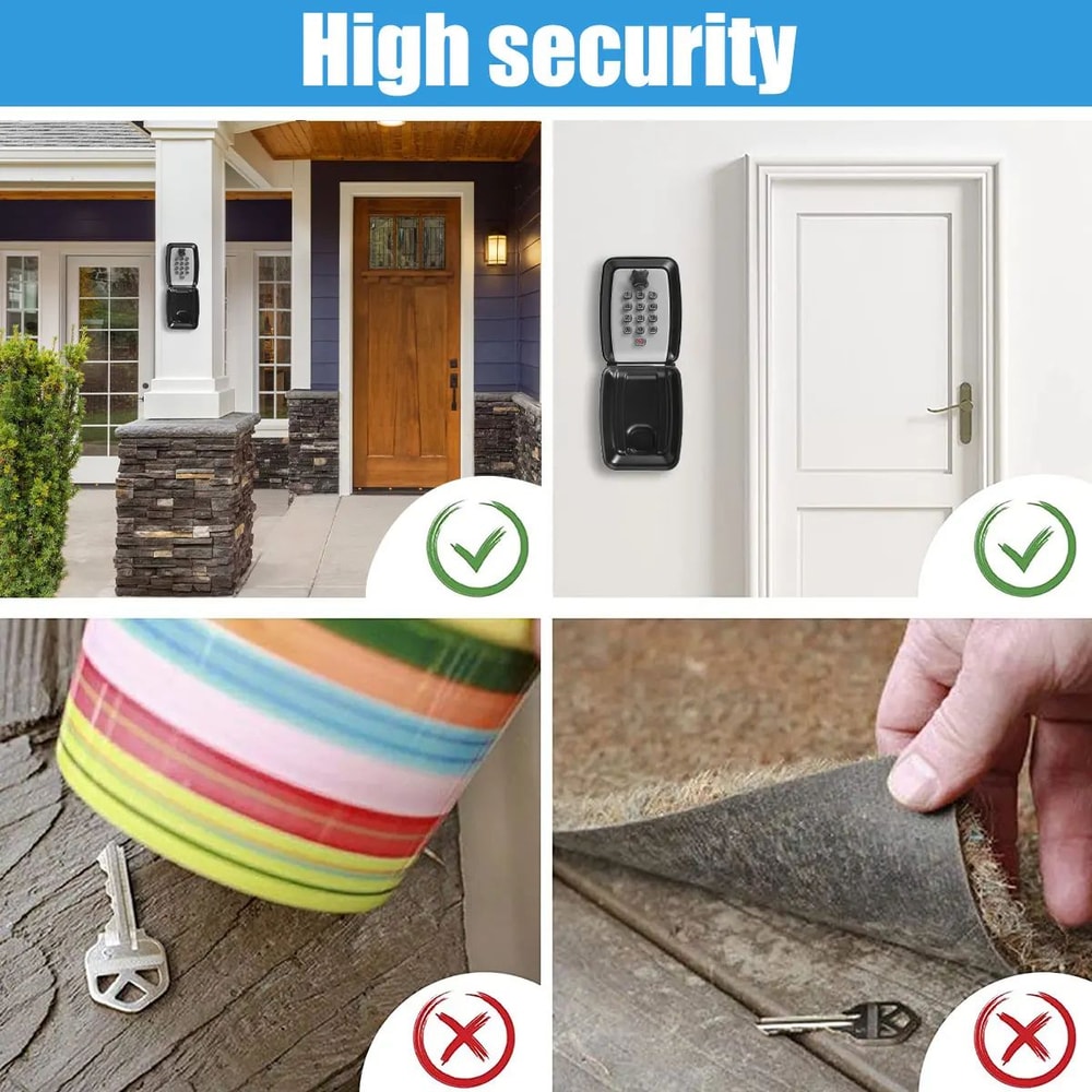 Smart 4Digit Wall Mounted Key Lock Box For Outside Secure Outdoor Key Safe 3