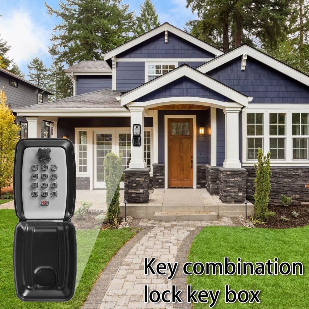 Smart 4Digit Wall Mounted Key Lock Box For Outside Secure Outdoor Key Safe 4