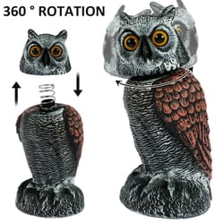 rotating head owl decoy bird deterrent waterproof garden scarecrow