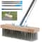 Stainless Steel Wire Floor Brush With Long Handle Heavy Duty Deck Garage Scrub Brush For Moss And 0