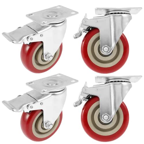 Heavy Duty 4-Inch Swivel Caster Wheels Set of 4 with Brakes for Furniture & Carts