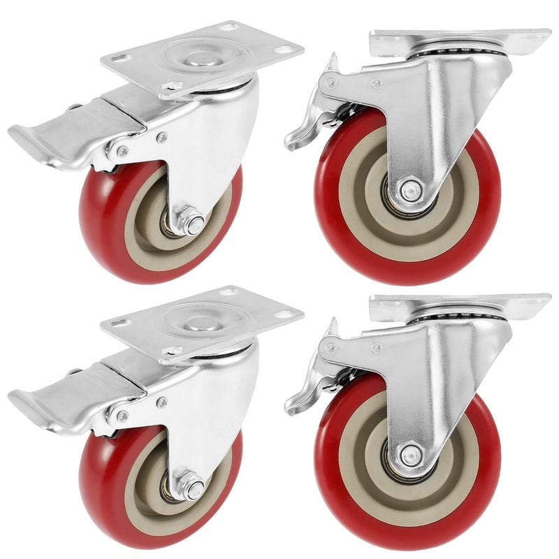 Heavy Duty 4Inch Swivel Caster Wheels Set Of 4 With Brakes For Furniture Carts 0