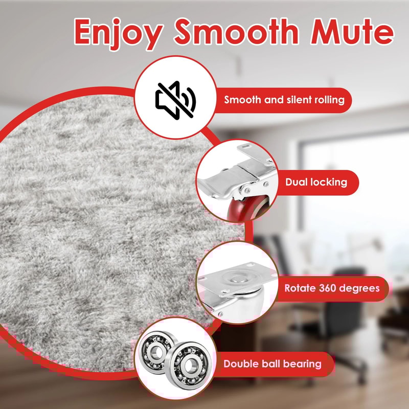 Heavy Duty 4Inch Swivel Caster Wheels Set Of 4 With Brakes For Furniture Carts 3