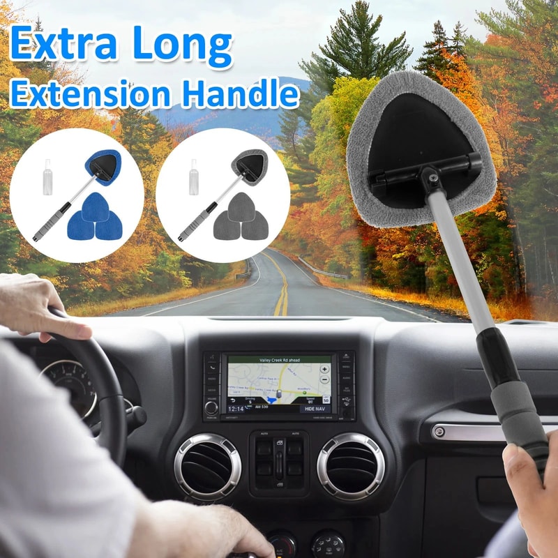 Premium Extendable Car Windshield Cleaner Microfiber Window Cleaning Tool Kit Washable Pads For I 1
