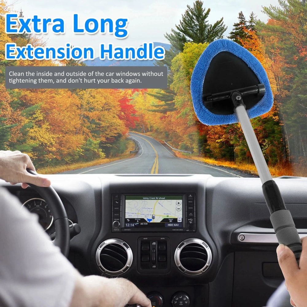 Premium Extendable Car Windshield Cleaner Microfiber Window Cleaning Tool Kit Washable Pads For I 2