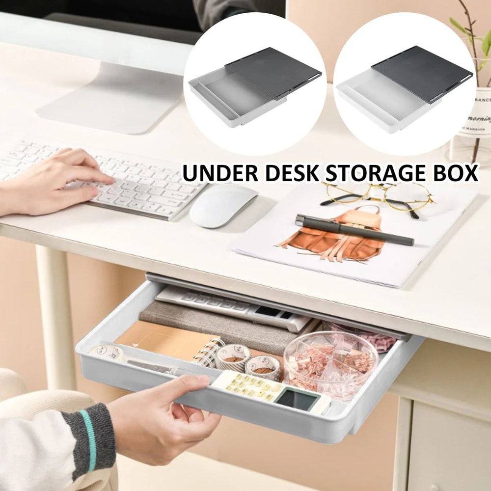 Ultimate Under Desk Drawer Organizer Large Capacity Hidden Storage Box SelfAdhesive Pencil Tray F 1