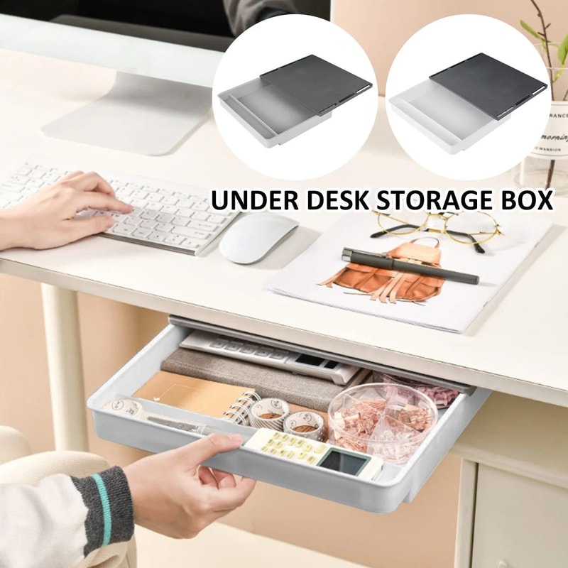 Ultimate Under Desk Drawer Organizer Large Capacity Hidden Storage Box SelfAdhesive Pencil Tray F 1