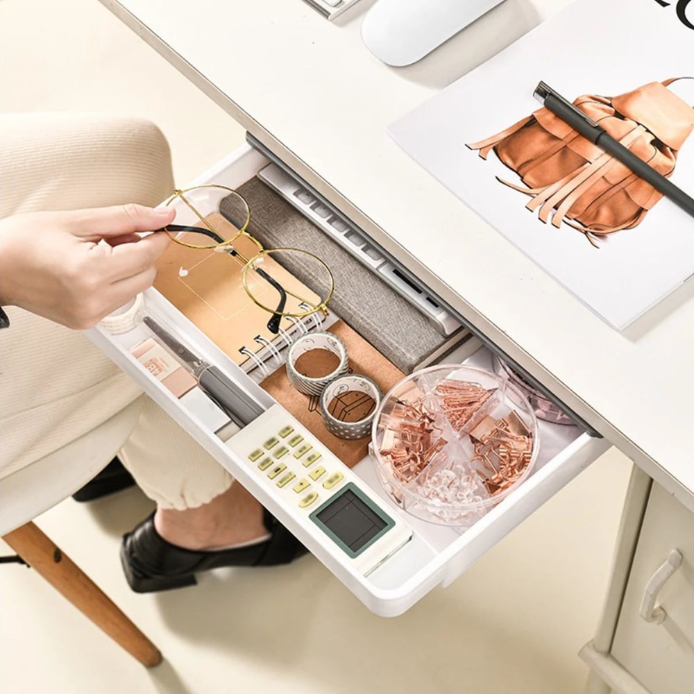 Ultimate Under Desk Drawer Organizer Large Capacity Hidden Storage Box SelfAdhesive Pencil Tray F 2