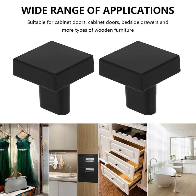 10Pack Square Cabinet Knobs Zinc Alloy Drawer Knobs Modern SingleHole Cabinet Hardware 3