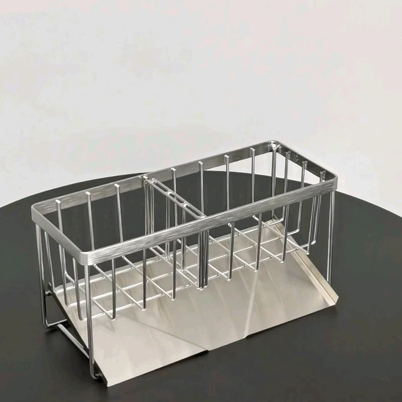 Premium 4in1 Stainless Steel Sink Caddy Kitchen Sponge Holder Soap Dispenser Brush Drainer Rack W 2