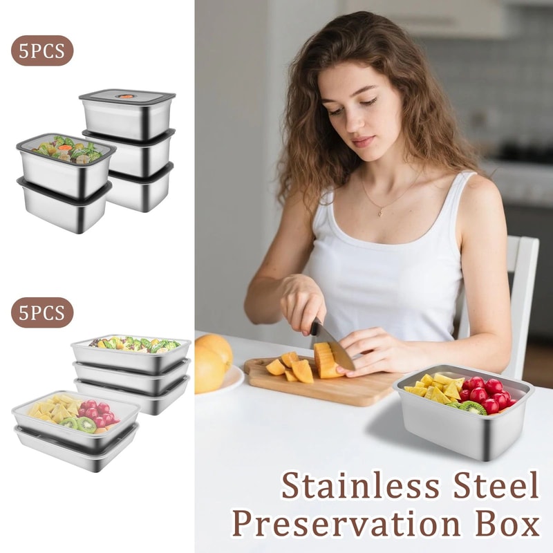 FreshLock Stainless Steel Airtight Food Storage Containers Set 5Piece 0