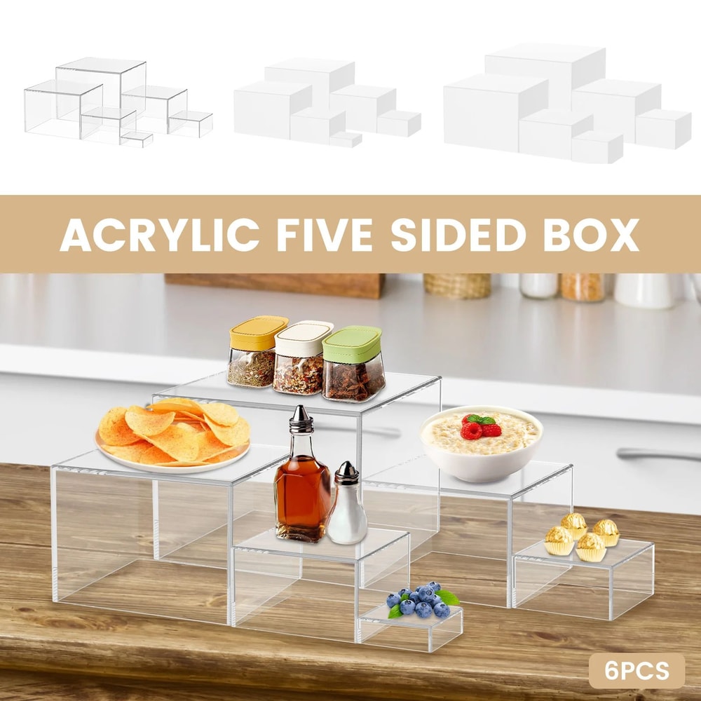 Acrylic Buffet Risers Set 3 Or 6 Pcs Stackable Dessert Table Display Stand Clear Acrylic Display Ri 4