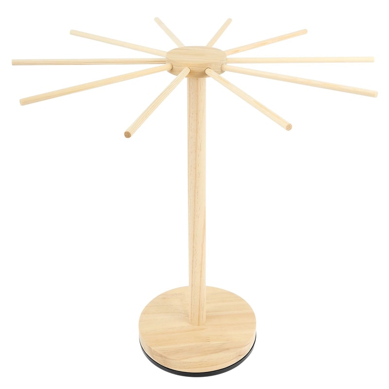 Rotating Wooden Pasta Drying Rack Stand Collapsible Spaghetti Noodle Hanger 6