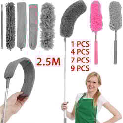 extendable microfiber duster kit - telescopic duster with extension pole up to 100" for high ceilings & fans