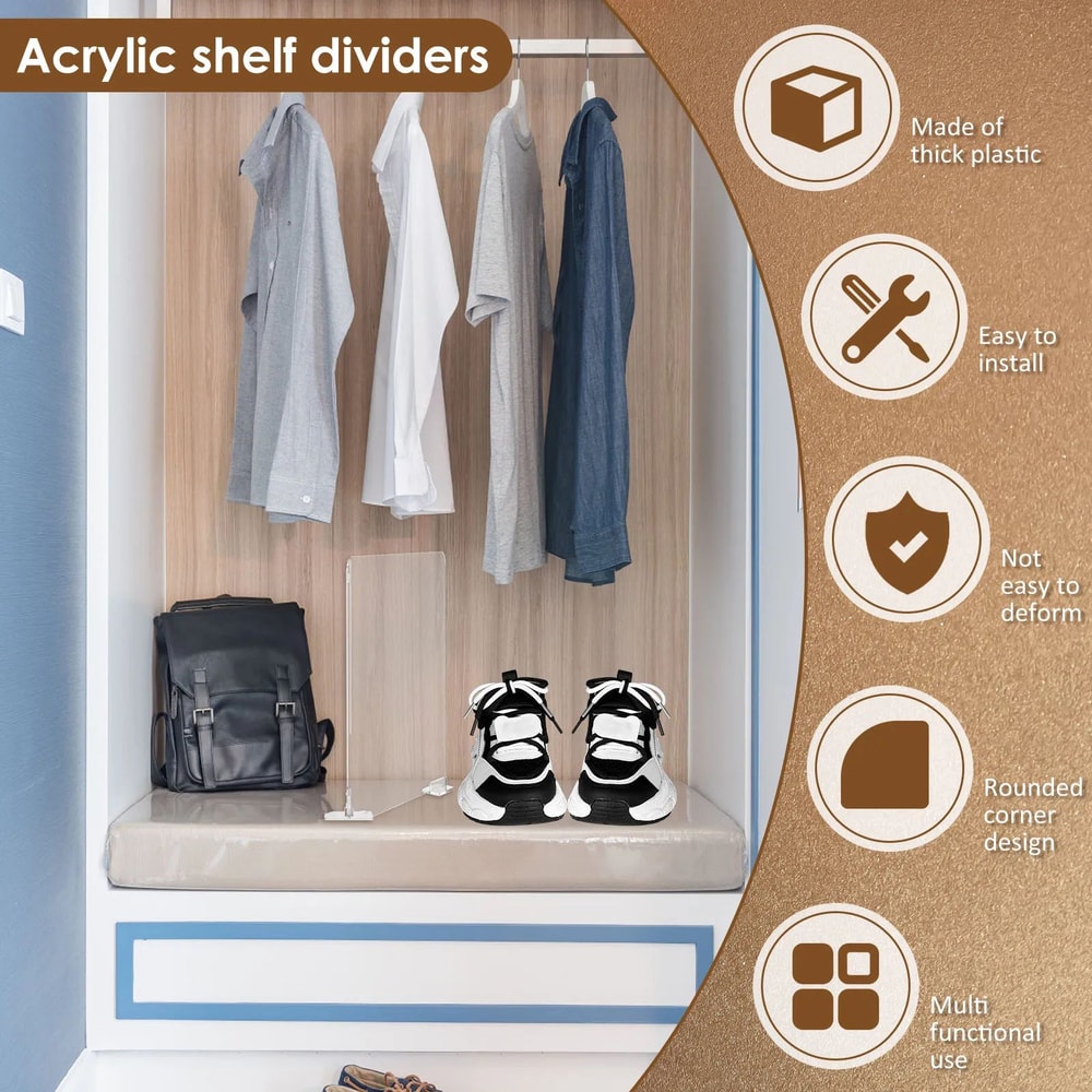 Premium Clear Closet Shelf Dividers SelfAdhesive Acrylic Storage Organizer For Wardrobe Shelves 1
