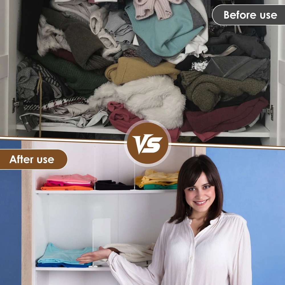 Premium Clear Closet Shelf Dividers SelfAdhesive Acrylic Storage Organizer For Wardrobe Shelves 4
