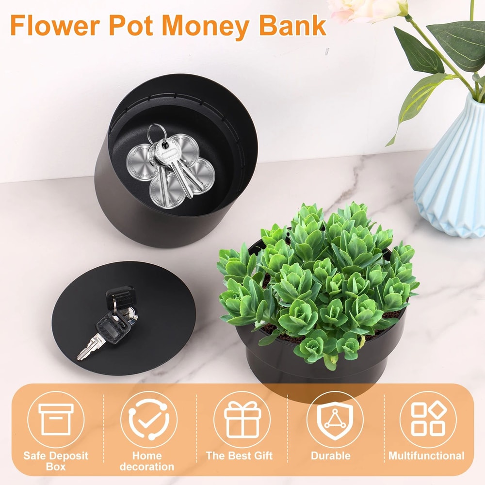 Premium Hidden Safe Flower Pot 2Layer Secret Storage Flower Pot With Lockable Money Stash Box 1