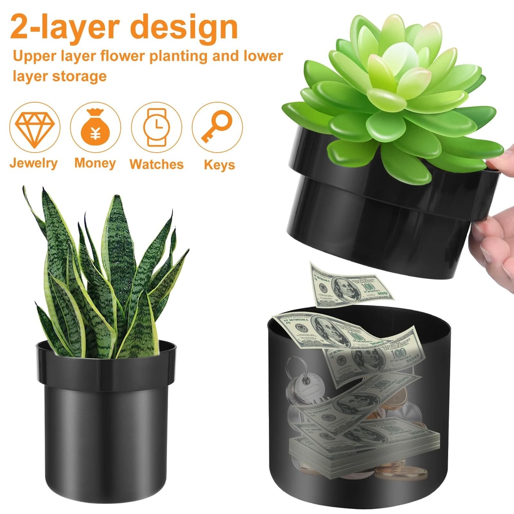 Premium Hidden Safe Flower Pot 2Layer Secret Storage Flower Pot With Lockable Money Stash Box 4