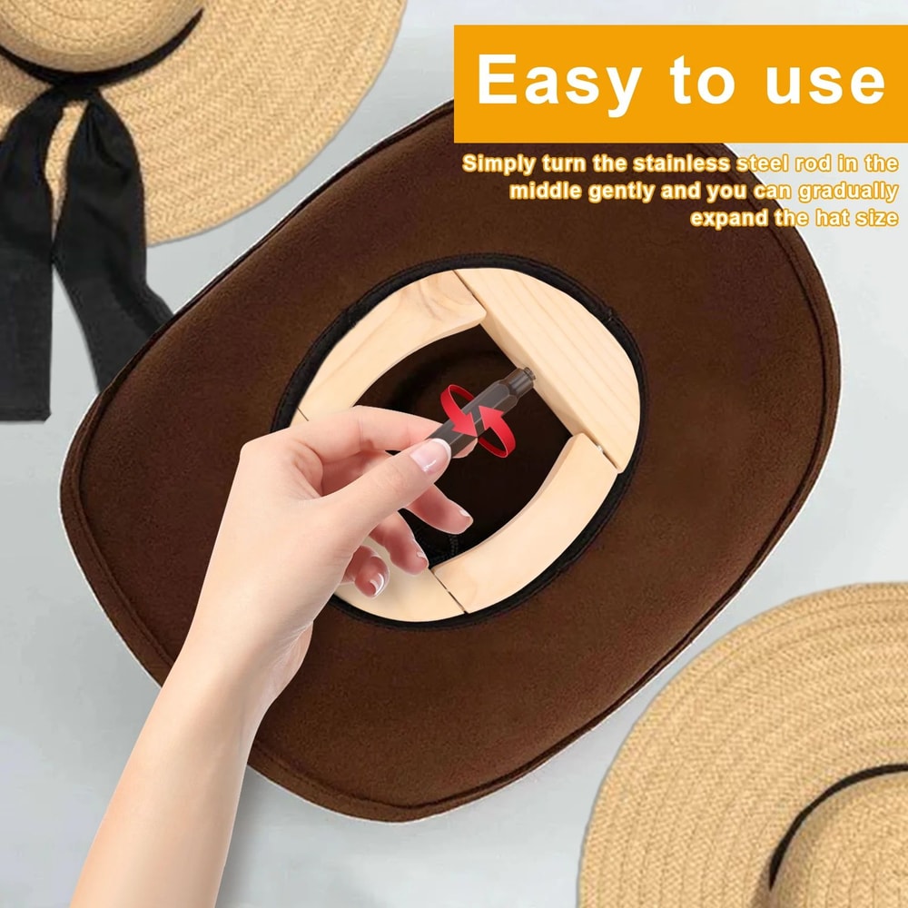 Adjustable Wooden Hat Stretcher Cap Shape Maintainer For Fedora Cowboy Baseball Hats 3