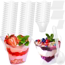 clear mini dessert cups with spoons – reusable parfait & appetizer cups (50-pack)