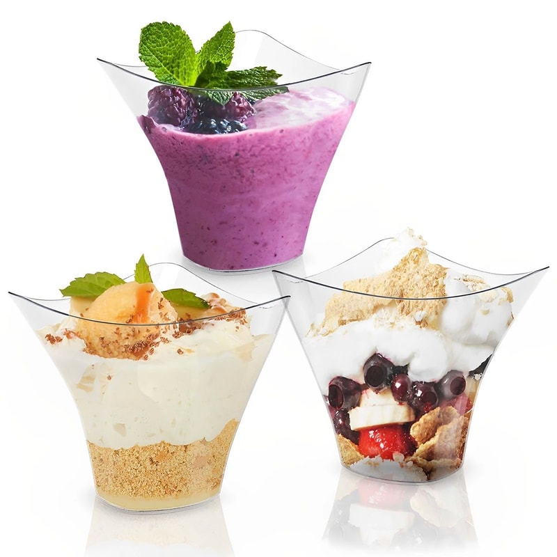 Clear Mini Dessert Cups With Spoons Reusable Parfait Appetizer Cups 50Pack 3
