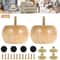 Solid Wood Wooden Furniture Legs Set 4 Pcs Round Bun Style With Screws Floor Pads 0