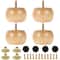 Solid Wood Wooden Furniture Legs Set 4 Pcs Round Bun Style With Screws Floor Pads 1