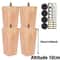 Solid Wood Wooden Furniture Legs Set 4 Pcs Round Bun Style With Screws Floor Pads 8