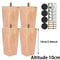 Solid Wood Wooden Furniture Legs Set 4 Pcs Round Bun Style With Screws Floor Pads 8