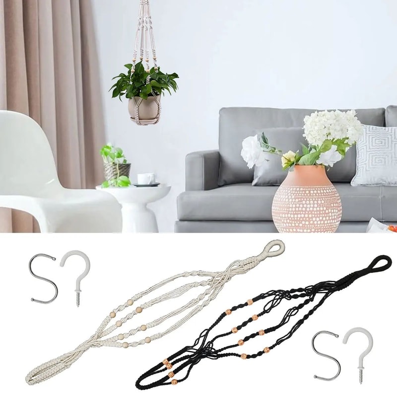 Boho Macrame Plant Hanger Handmade Hanging Planter Basket For Indoor Outdoor Spaces 2