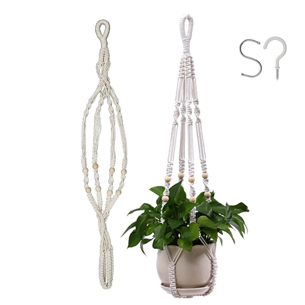 Boho Macrame Plant Hanger Handmade Hanging Planter Basket For Indoor Outdoor Spaces 6