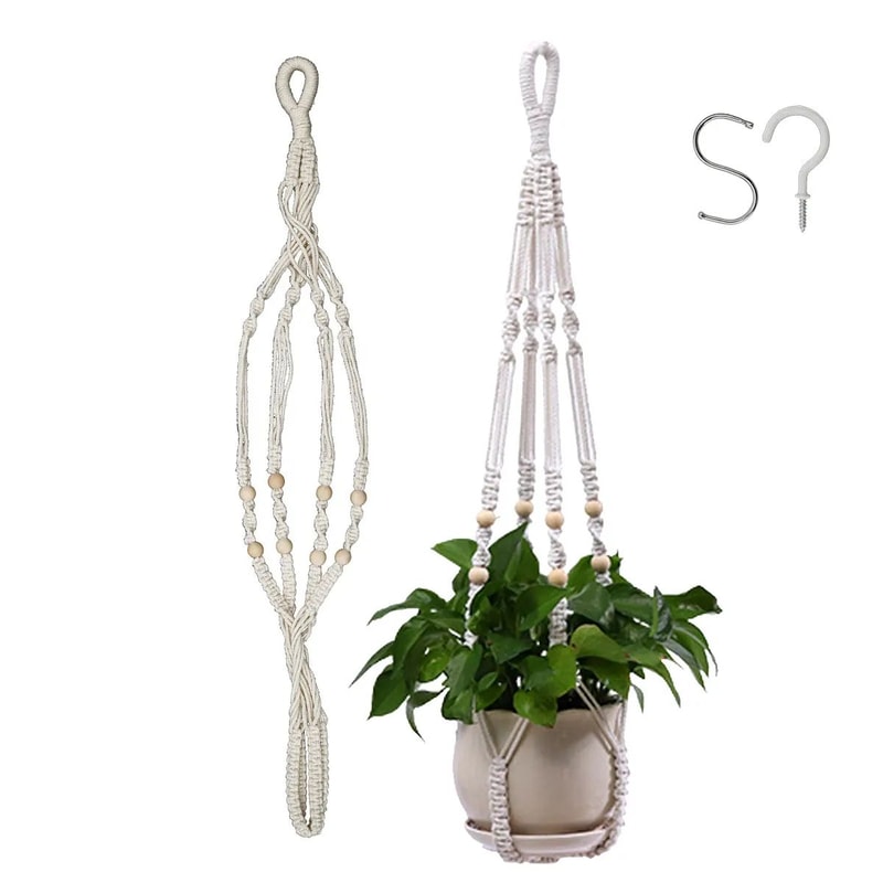 Boho Macrame Plant Hanger Handmade Hanging Planter Basket For Indoor Outdoor Spaces 6