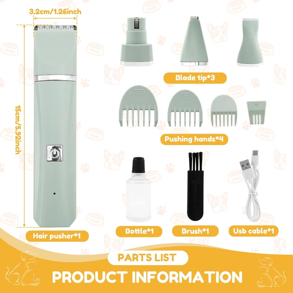 Professional Rechargeable Dog Hair Clipper Pet Grooming Clippers LowNoise 2Speed Cordless Trimmer 5