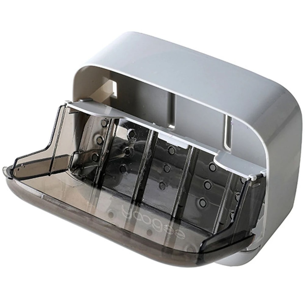 FlipLid Wall Mounted Soap Holder With Drain Tray SelfAdhesive Soap Dish Organizer 9