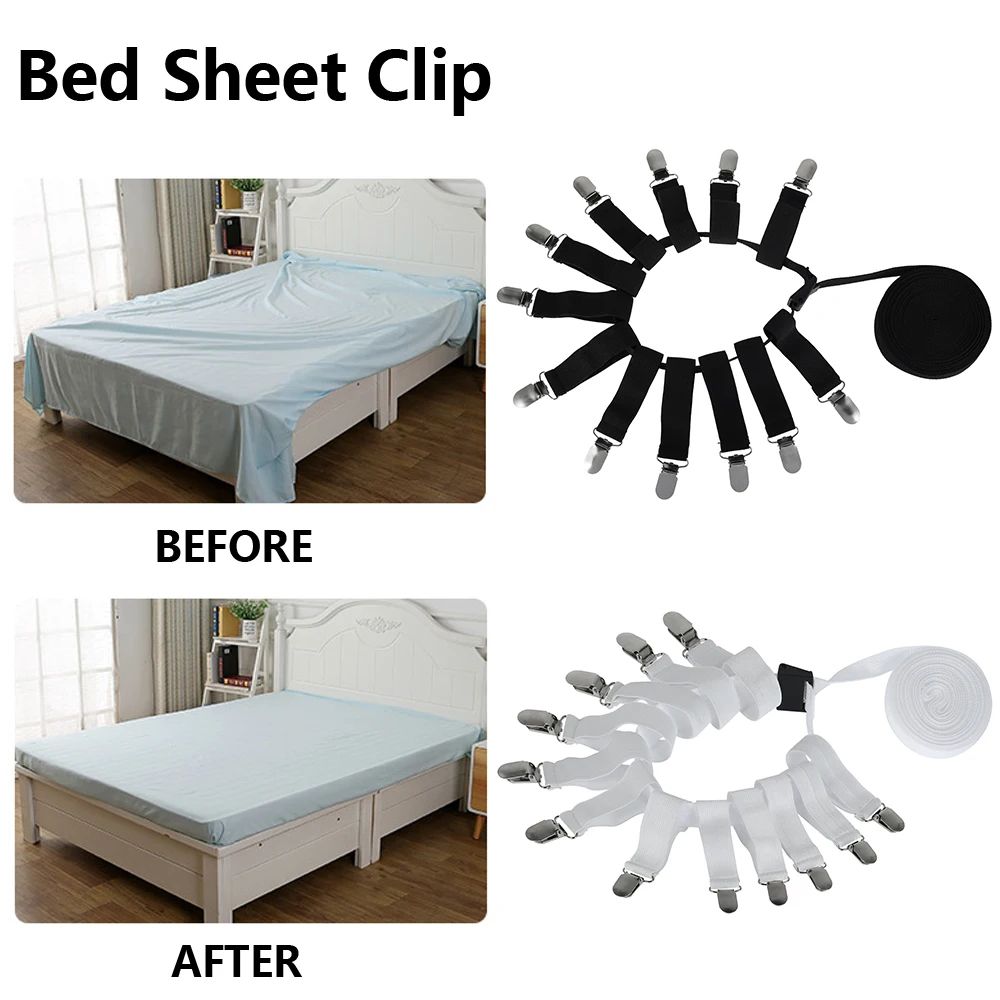 Adjustable Bed Sheet Holders Set With Fitted Sheet Straps And Sheet Corner Clips 2
