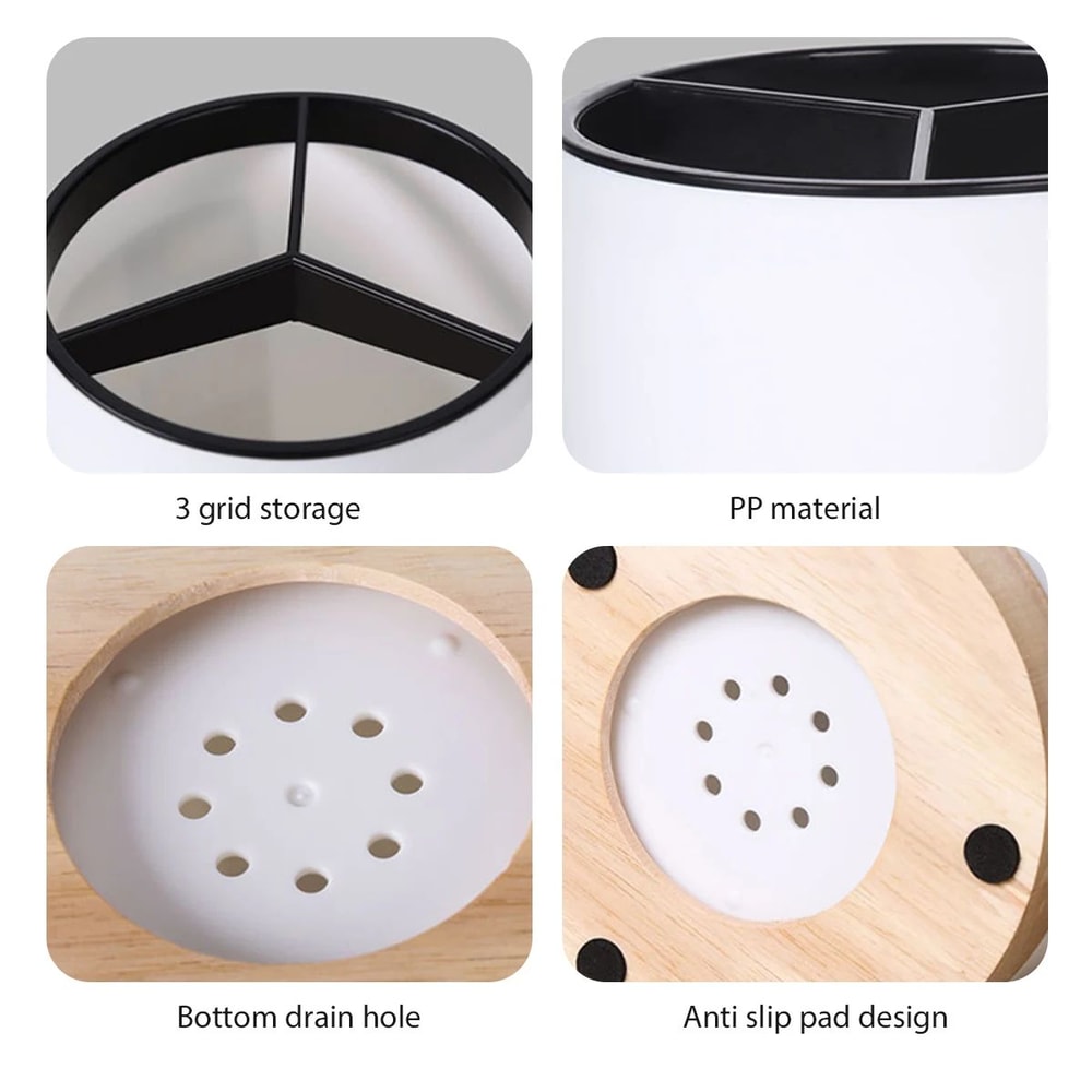 Detachable Utensil Holder With Cutlery Drainer 3Compartment Silverware Organizer For Sink Or Counte 5