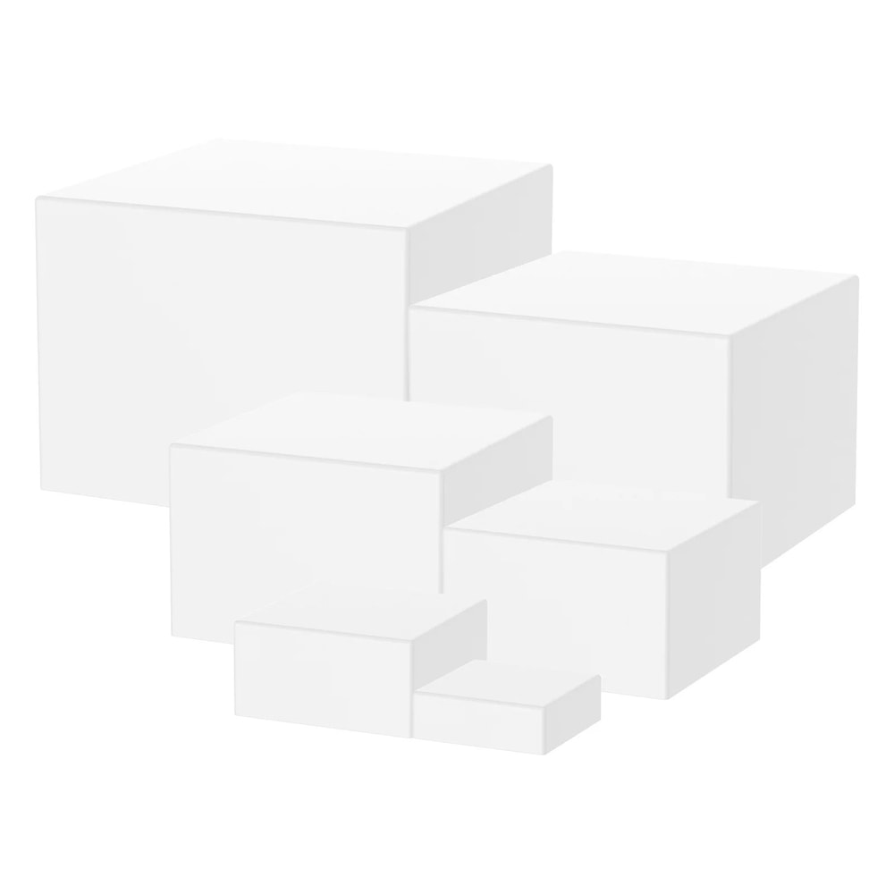 6Piece Stackable Acrylic Buffet Risers Set For Dessert Cake Displays White 6