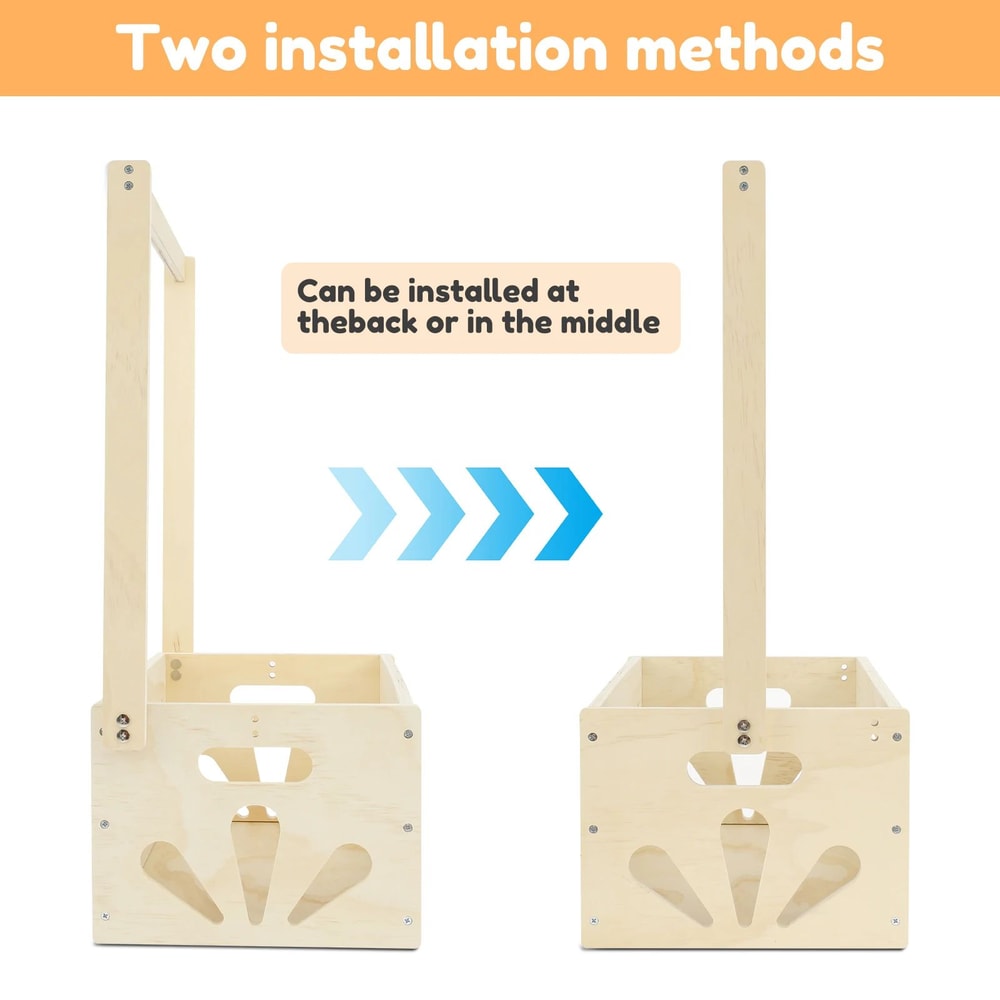 Wood Storage Crate With Long Handle Portable Nursery Storage Basket Wooden Toy Storage Bin 3