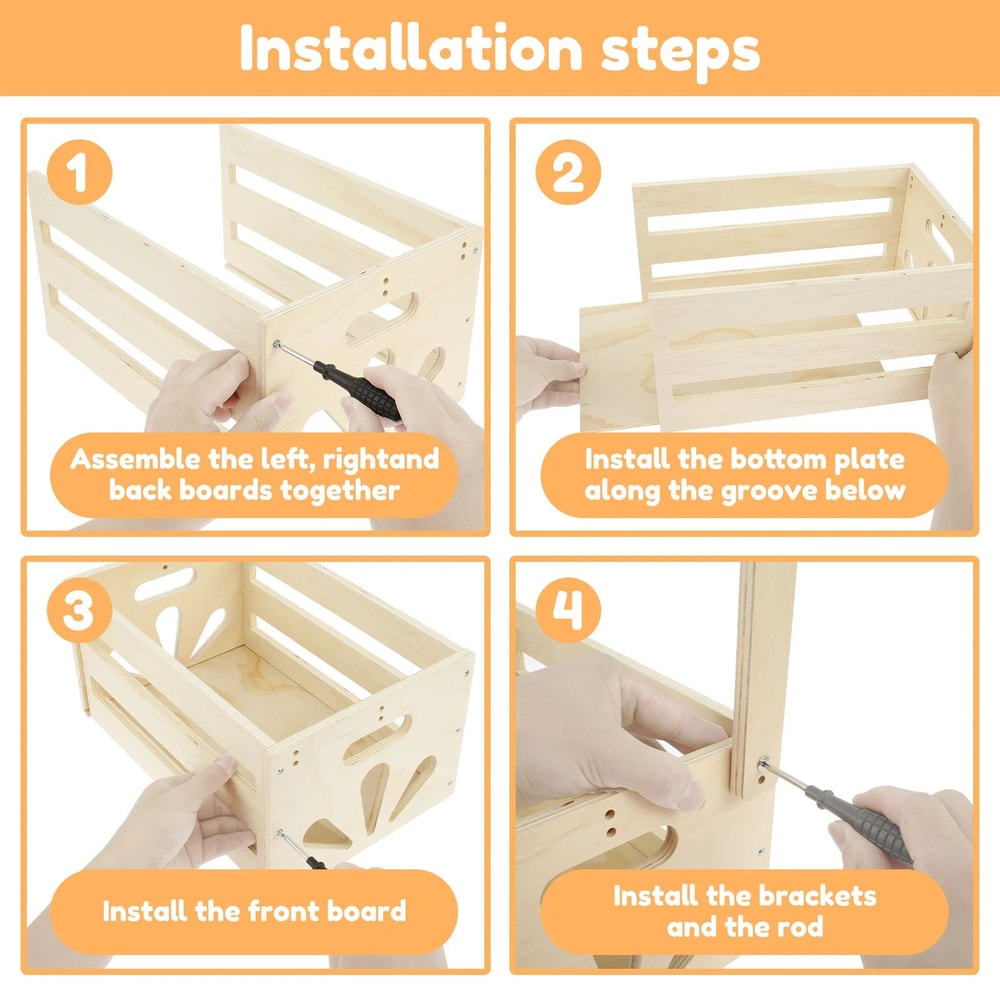 Wood Storage Crate With Long Handle Portable Nursery Storage Basket Wooden Toy Storage Bin 4