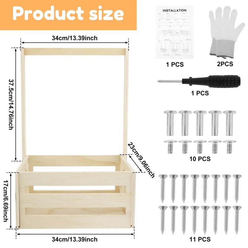 Wood Storage Crate With Long Handle Portable Nursery Storage Basket Wooden Toy Storage Bin 5