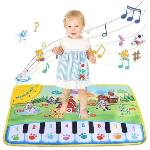 Musical Piano Mat for Toddlers – 23.6 x 15.4 in Floor Keyboard Dance Mat with 8 Animal Sounds