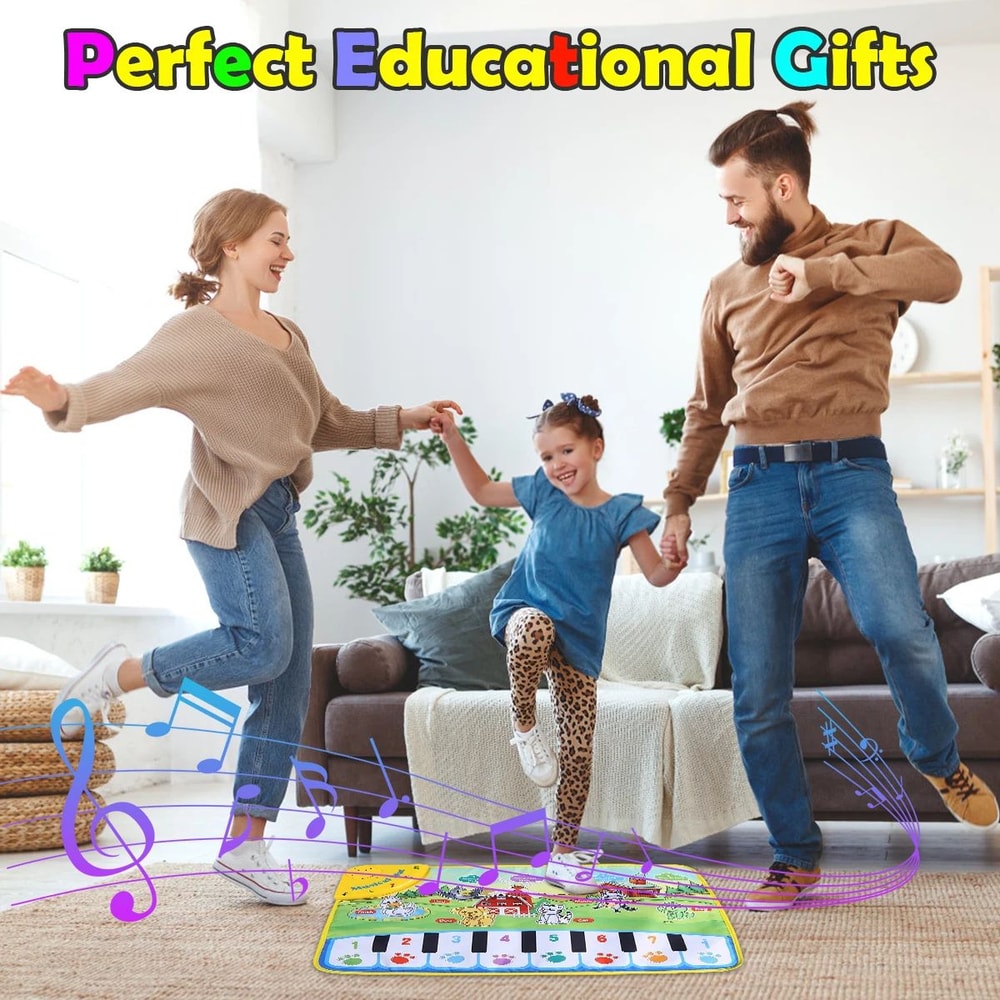 Musical Piano Mat For Toddlers 236 X 154 In Floor Keyboard Dance Mat With 8 Animal Sounds 4