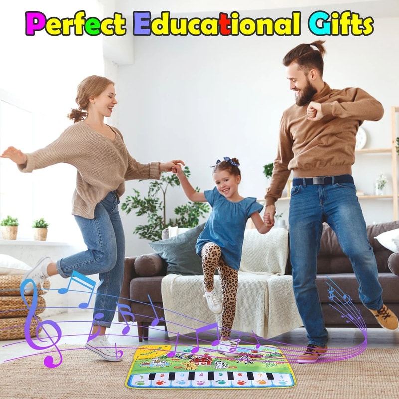 Musical Piano Mat For Toddlers 236 X 154 In Floor Keyboard Dance Mat With 8 Animal Sounds 4