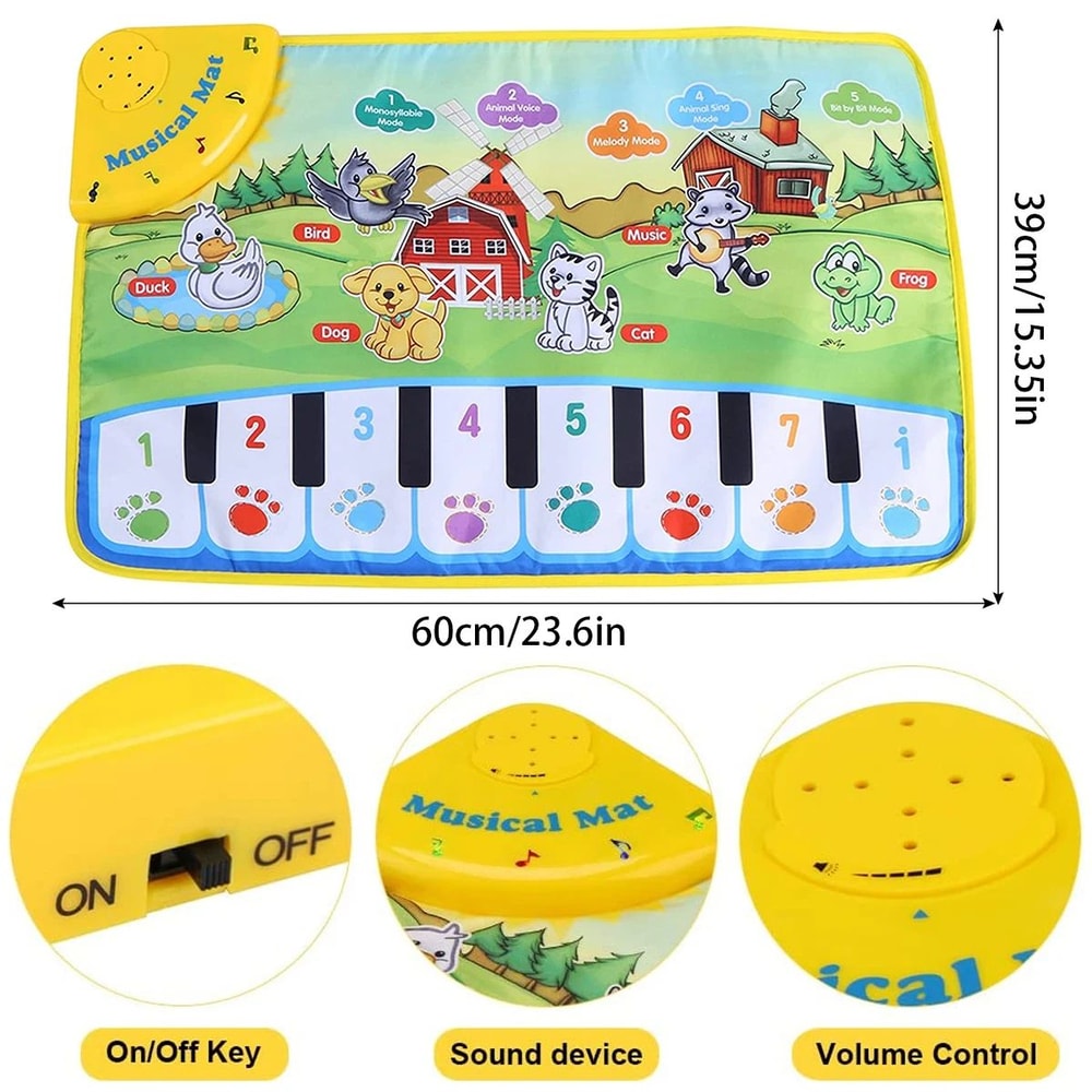 Musical Piano Mat For Toddlers 236 X 154 In Floor Keyboard Dance Mat With 8 Animal Sounds 5