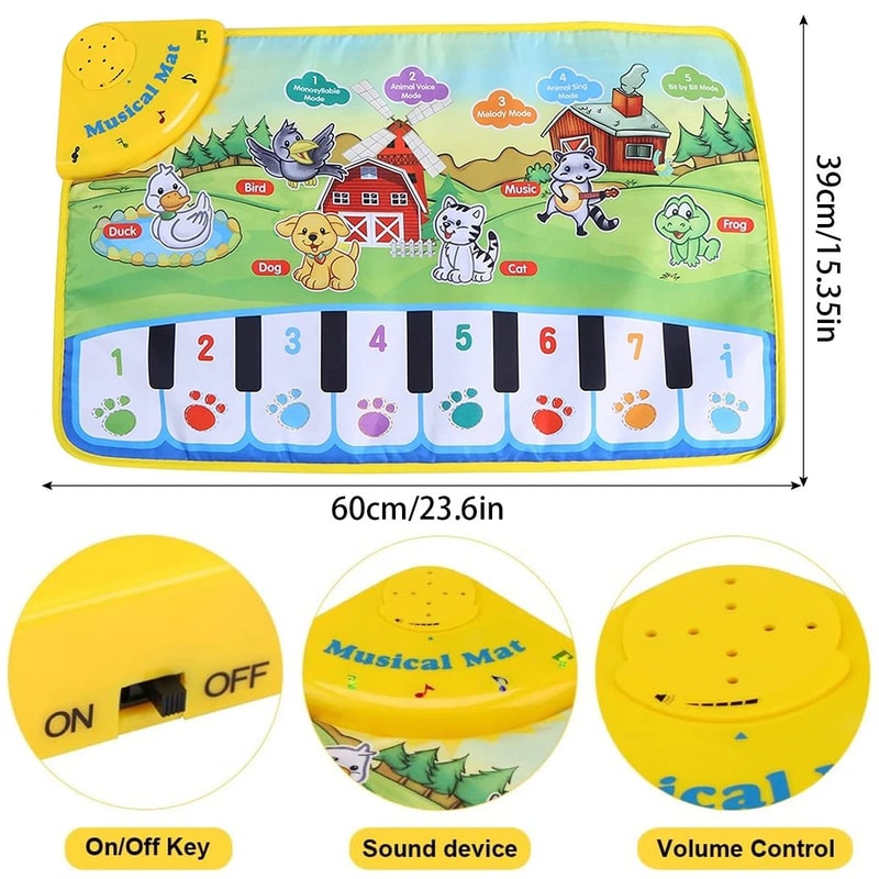 Musical Piano Mat For Toddlers 236 X 154 In Floor Keyboard Dance Mat With 8 Animal Sounds 5