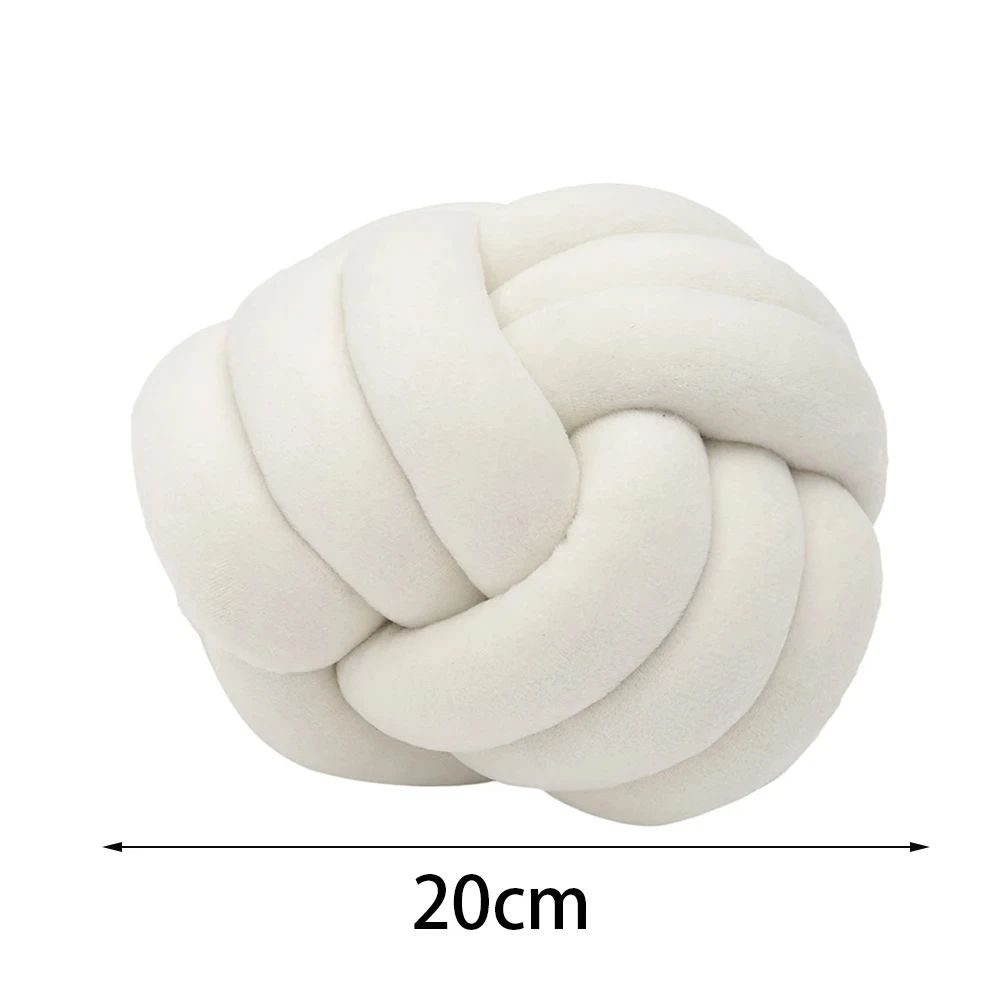 UltraSoft Knotted Ball Pillow HandWoven Round Lamb Plush Throw Cushion For Sofa Bed Kids Room 5