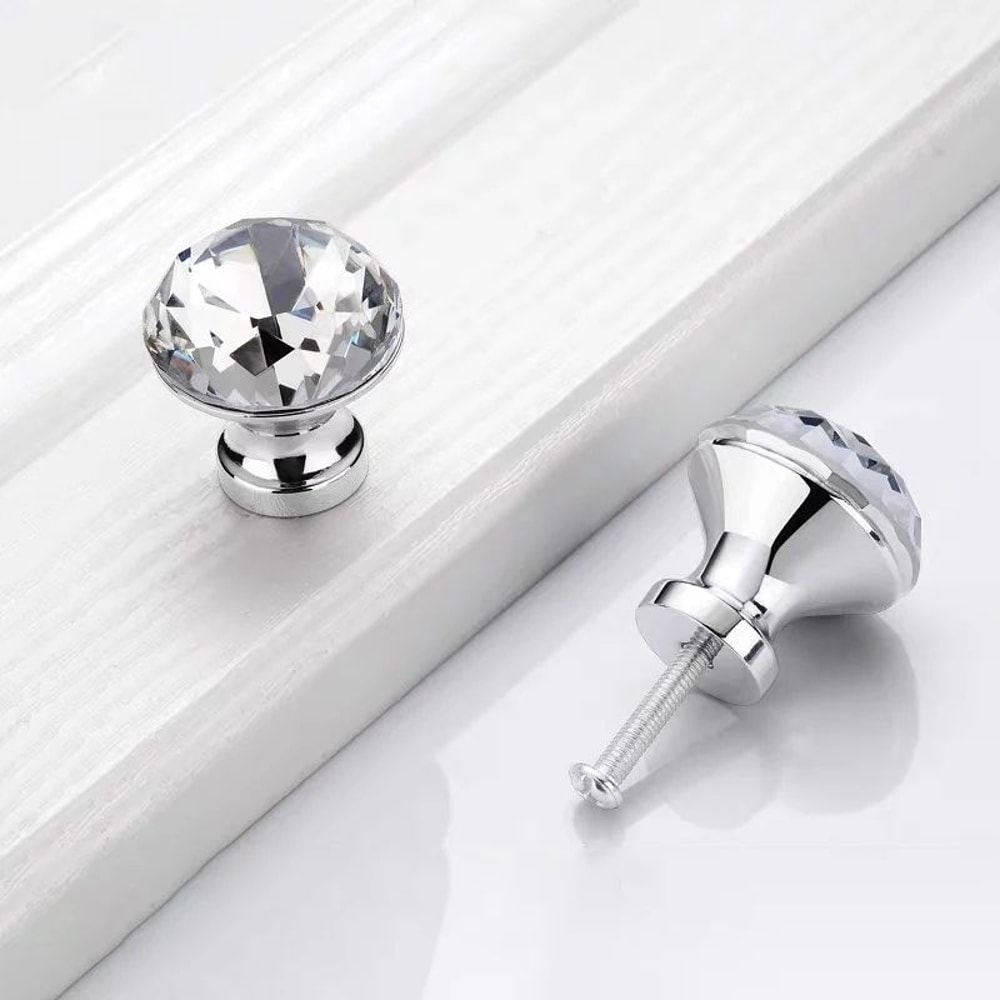 Crystal Glass Cabinet Knobs Set Of 16 Diamond Cut Decorative Furniture Handles For Cabinets Dress 3