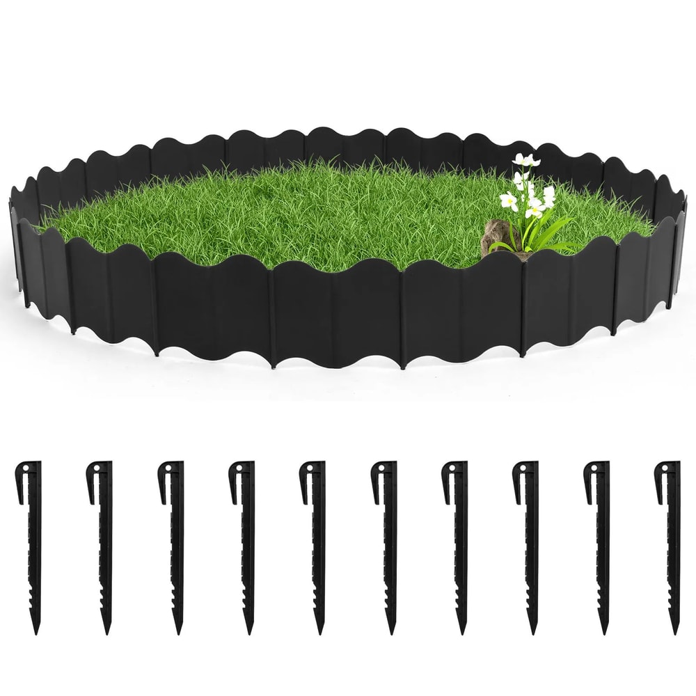 3m Decorative Garden Edging Fence Set PP Plastic Lawn Flower Bed Border Stakes 0